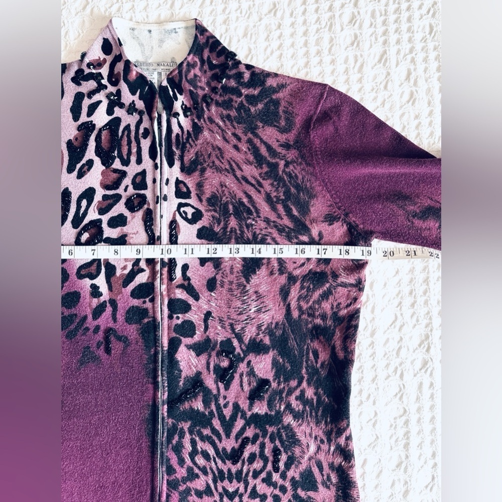 Alberto Mikali Full Zip Sweater Purple Black Embellished Women’s Large - Picture 11 of 14